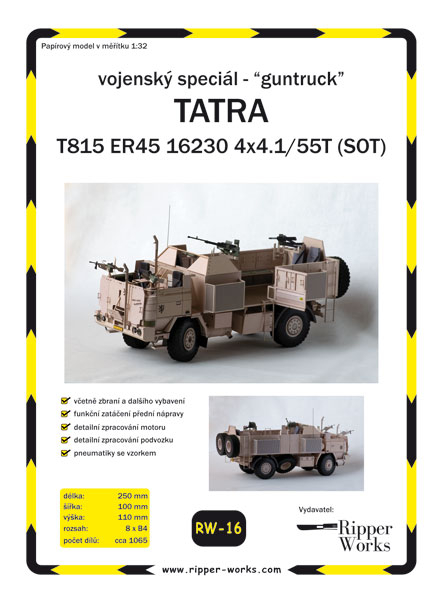 Papierový model - Vojenský špeciál - guntruck TATRA T815 ER45 4x4.1_575 SOT