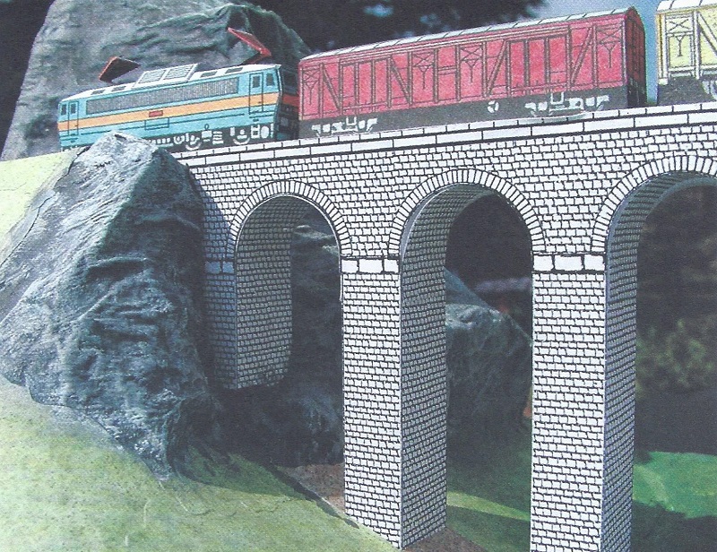 Papierový model Most Doubravice + Vlak + Autá