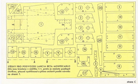 Papierový model Strih pre podvozok Lancia Beta Monte Carlo