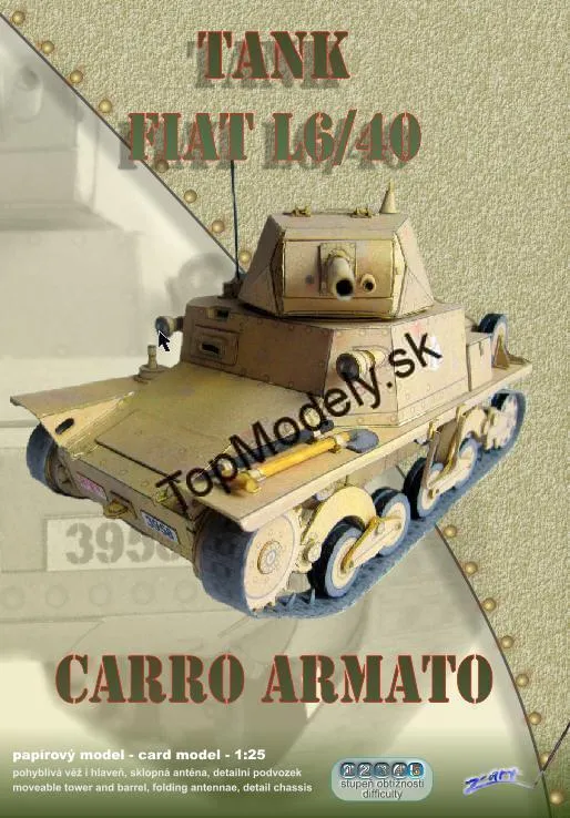 Papierový model - Ľahký tank FIAT L6/40