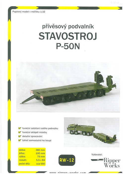 Papierový model - Prívesový podvalník STAVOSTROJ P50N