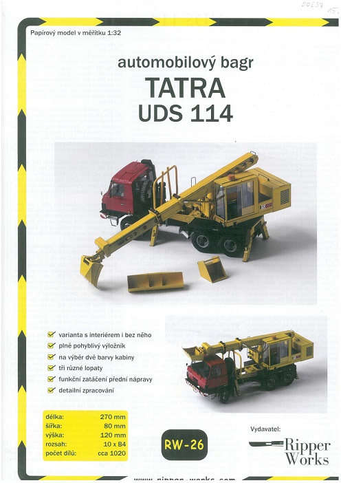 Papierový model - Automobilový bager TATRA 815 UDS 114