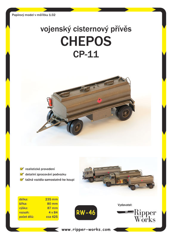 Papierový model - Vojenský cisternový príves - Chepos CP-11