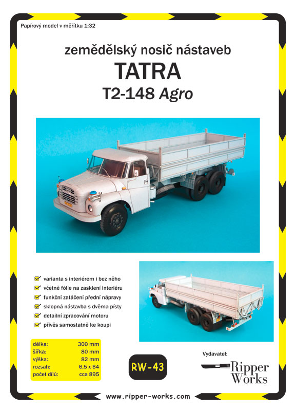 Papierový model - Poľnohospodárky nosič nadstavieb - Tatra T2-148 Agro