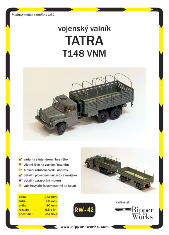 Papierový model - Vojenský valník - Tatra 148 VNM