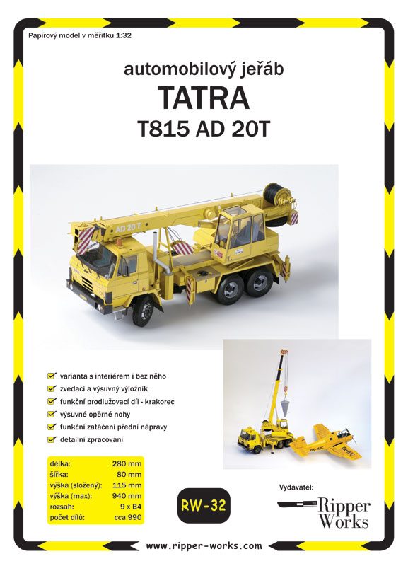Papierový model - Automobilový žeriav - Tatra 815 AD-20T