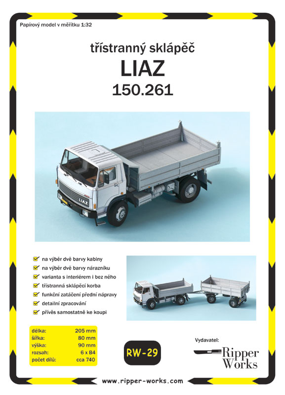 Papierový model - Trojstranný sklápač -Liaz 150.261