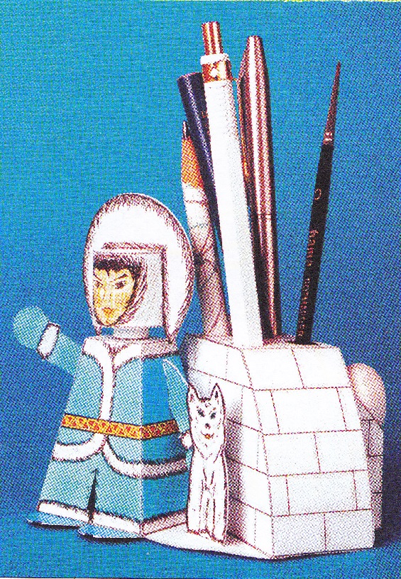Papierový model Eskimák na perá a ceruzky