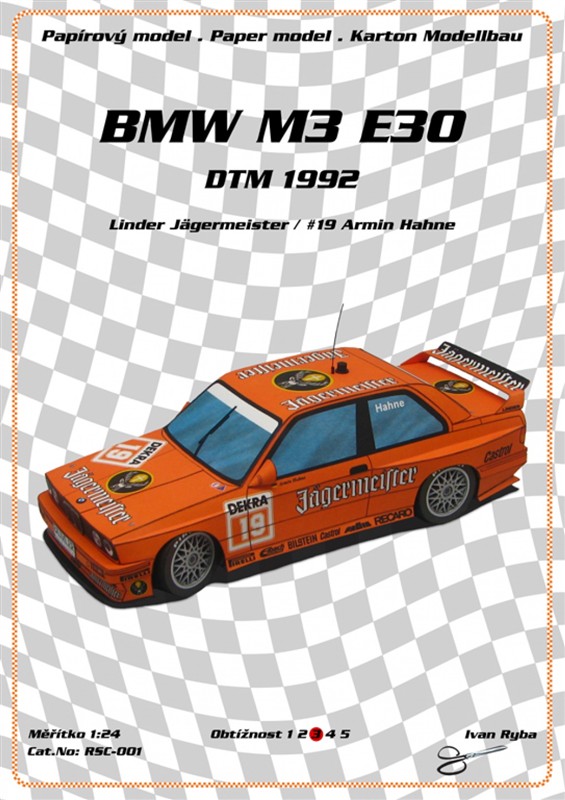 Papierový model - BMW M3 E30 DTM 1992