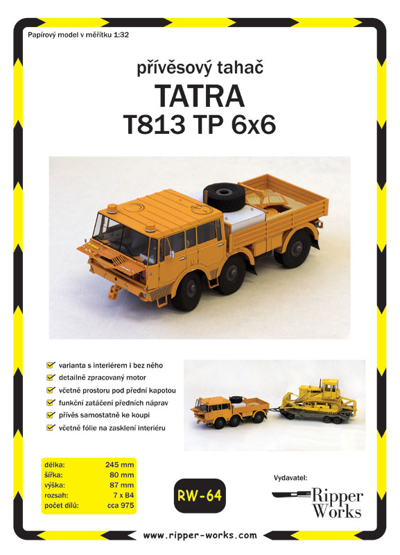 Papierový model - Ťahač prívesov Tatra 813 TP 6x6