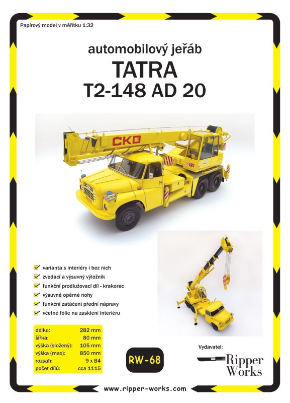 Papierový model - Automobilový žeriav - Tatra T2-148 AD 20
