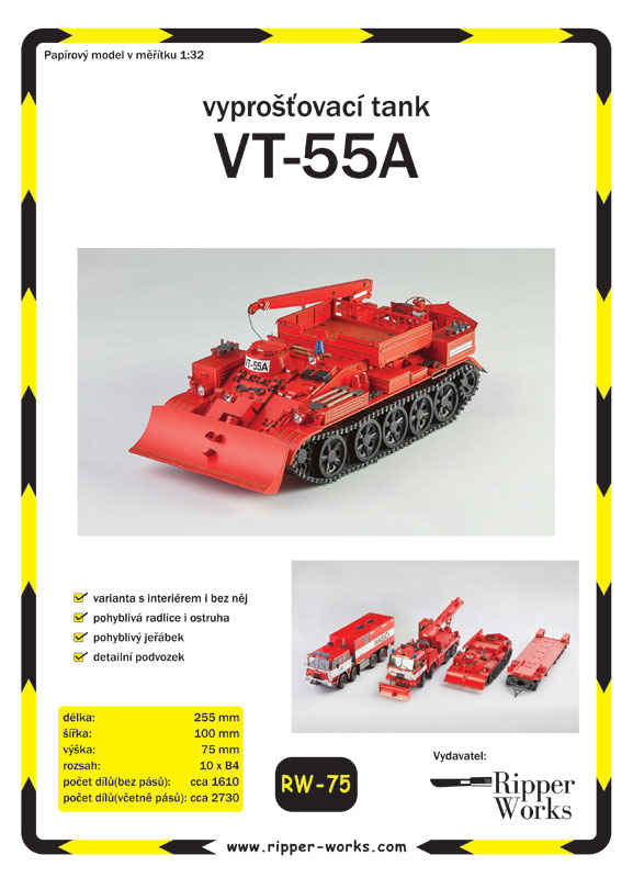 Papierový model - VT-55A vyprosťovací tank SŽDC