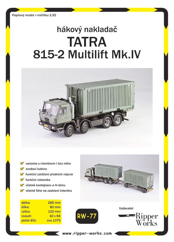 Papierový model - Tatra 815-2 Multilift Mk.IV. hákový nakladač