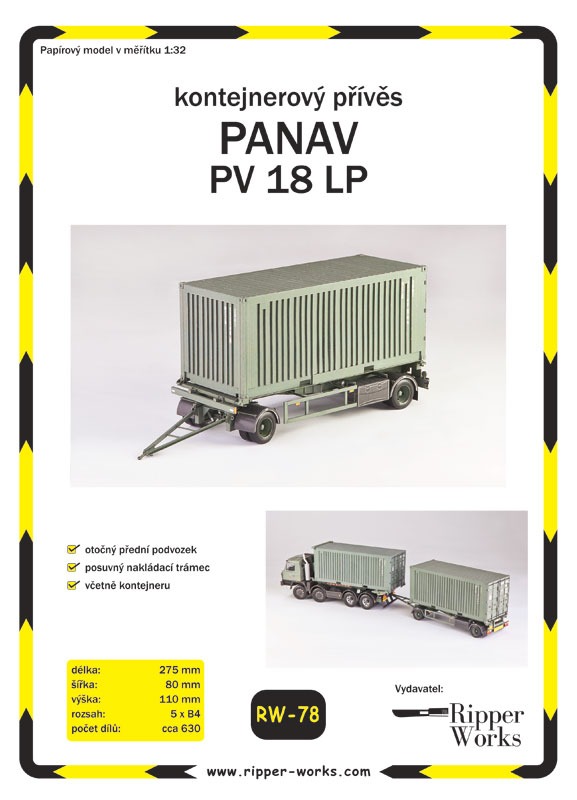 Papierový model - Panav PV 18 LP kontajnerový príves