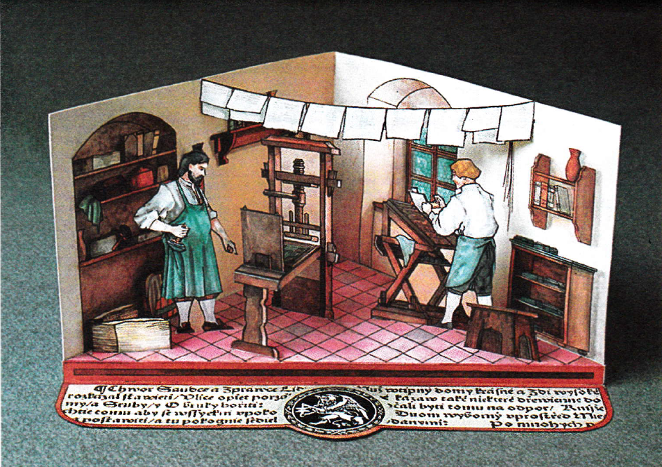 Papierový model Dioráma Kníhtlačiarska dielňa