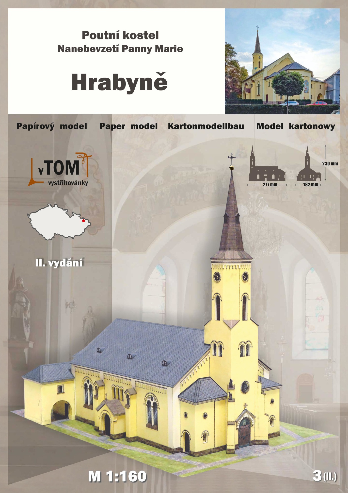 Papierový model - Pútnický kostol Nanebovzatia P. Márie - Hrabyně