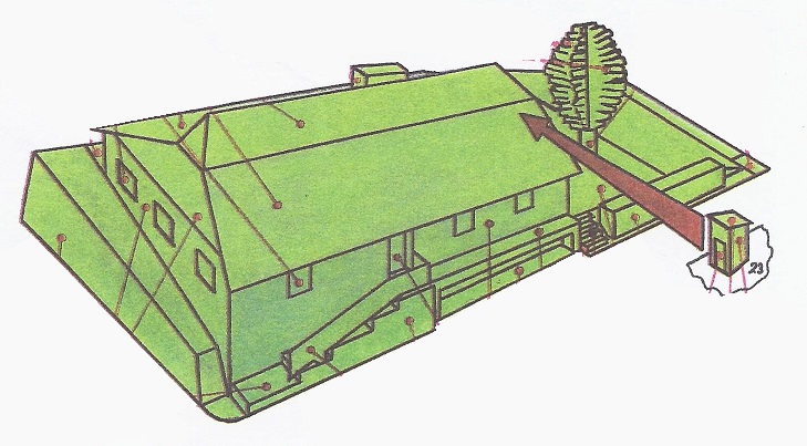 Papierový model Jeden z poslených domkov drevenej zástavby mesta Trutnova