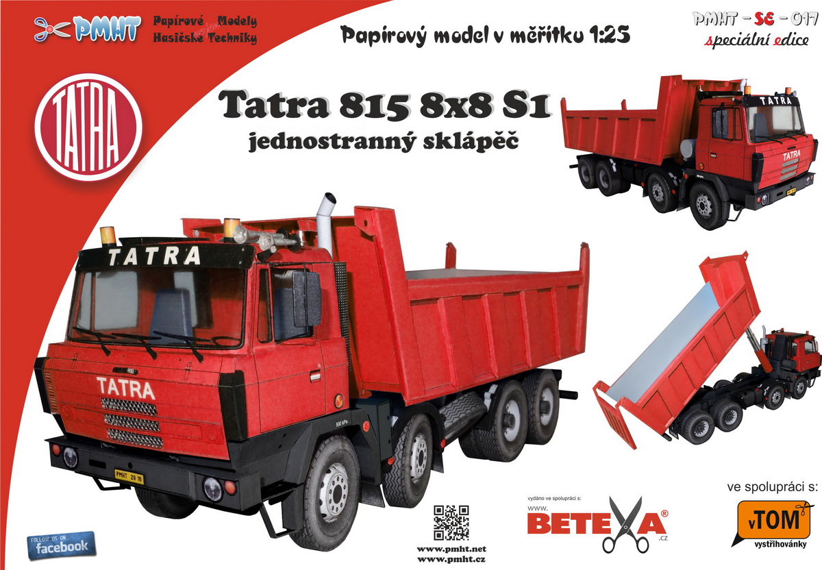 Papierový model - Tatra 815  8x8 S1 - jednostranný sklápač