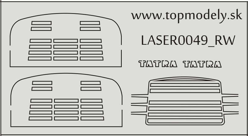 Laserom rezaný doplnok - Mriežka kapoty Tatra T2-148 k RipperWorks
