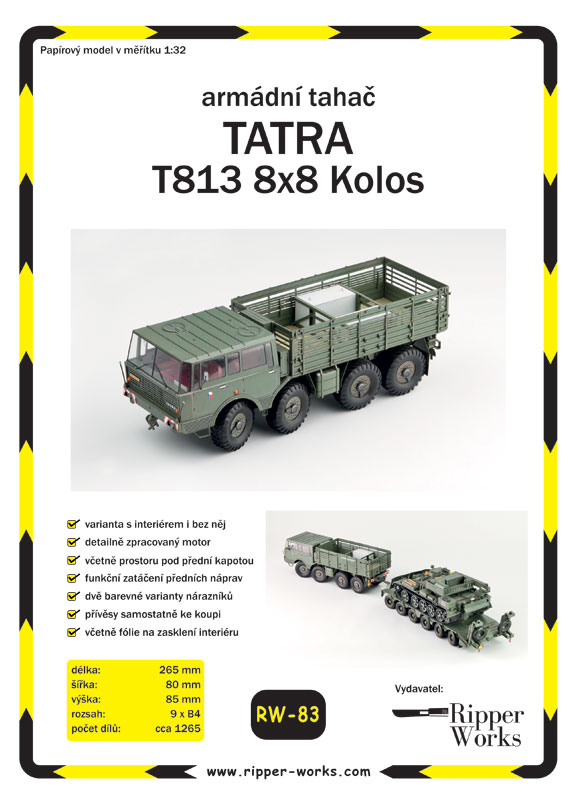 Papierový model - Tatra 813 8x8 Kolos - armádny ťahač