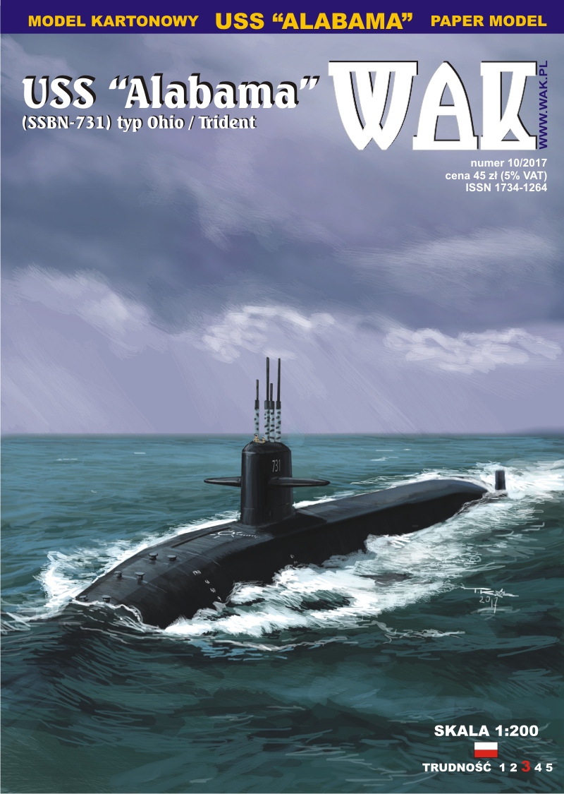 Papierový model - Jadrová ponorka USS Alabama (SSBN-731)