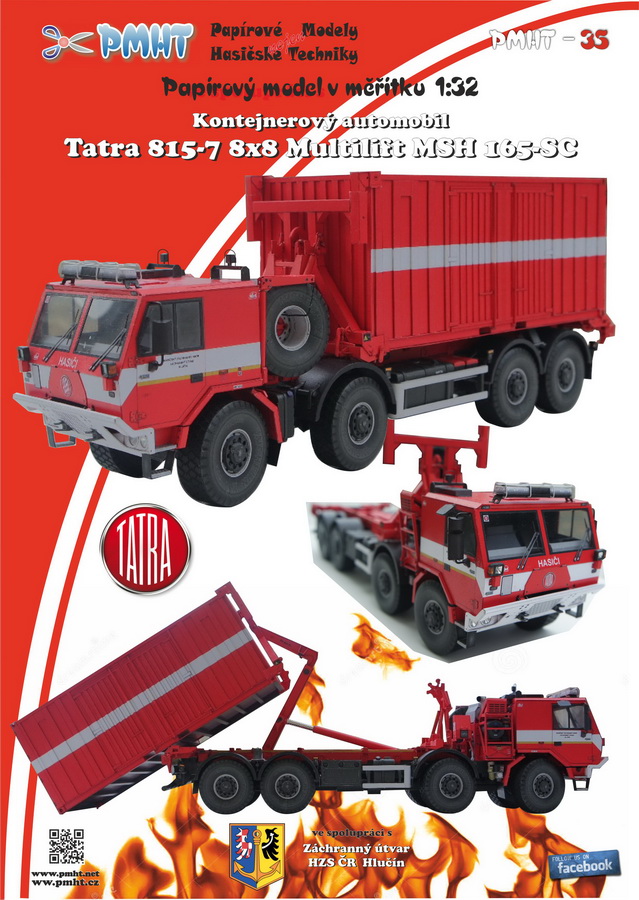 Papierový model - TATRA 815-7 8x8 Multilift MSH 165-SC nosič kontejnerov
