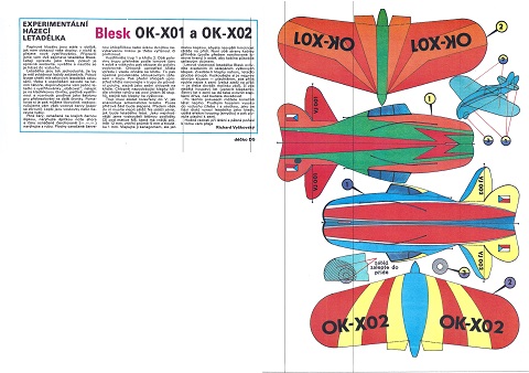 Papierový model Experimentálne hádzacie lietadielka Blesk OK-X01 a OK-X02