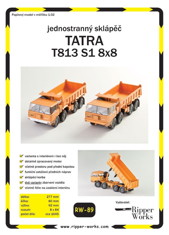 Papierový model - Jednostranný sklápač TATRA T813 S1 8x8