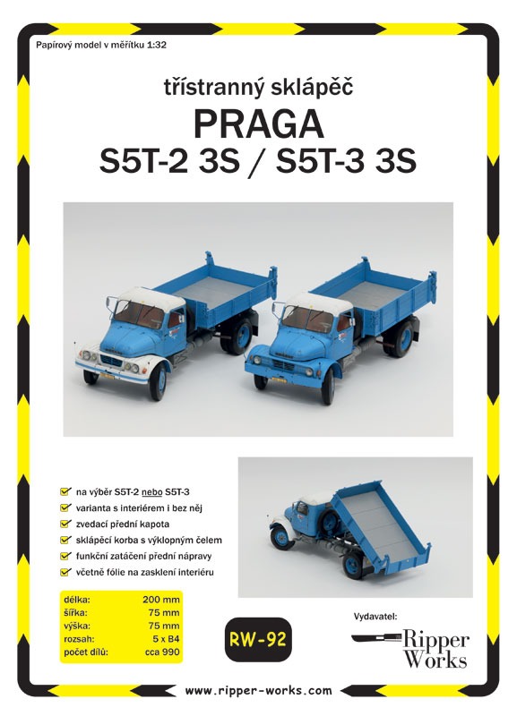 Papierový model - Praga trojstranný sklápač S5T 3S / S5T-3 3S