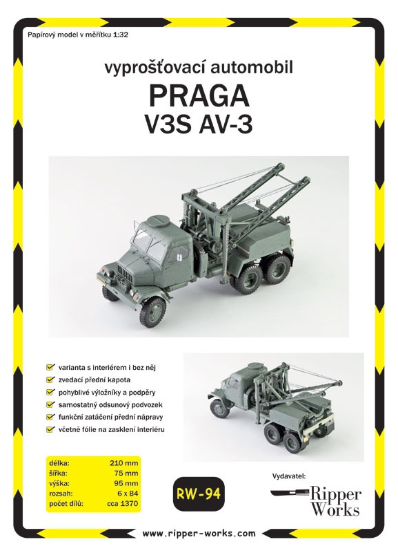 Papierový model - Vyslobodzovací automobil Praga V3S AV-3