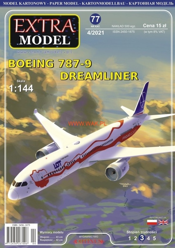Papierový model - Boeing 787-9 Dreamliner "PLL LOT"