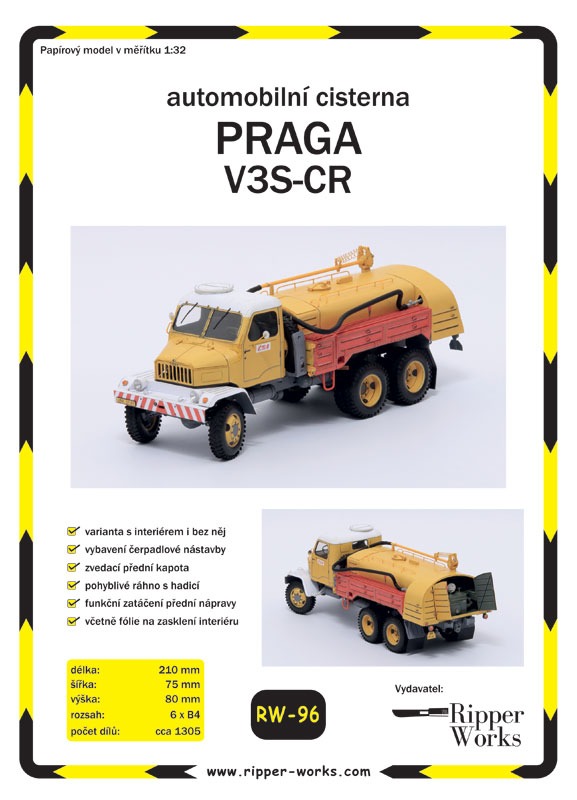 Papierový model - Automobilová cisterna ČSA Praga V3S-CR