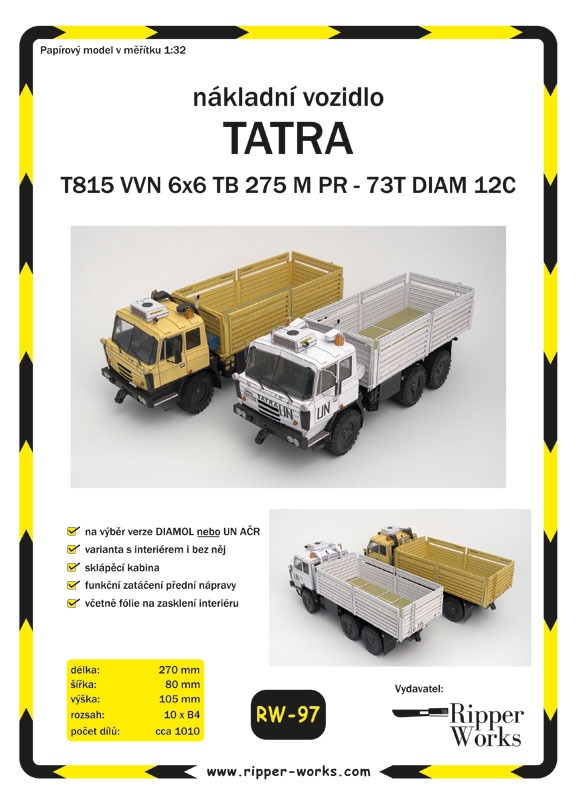 Papierový model - Nákladný automobil Tatra 815 VVN 6x6 TB 275 M PR - 73T DIAM12C