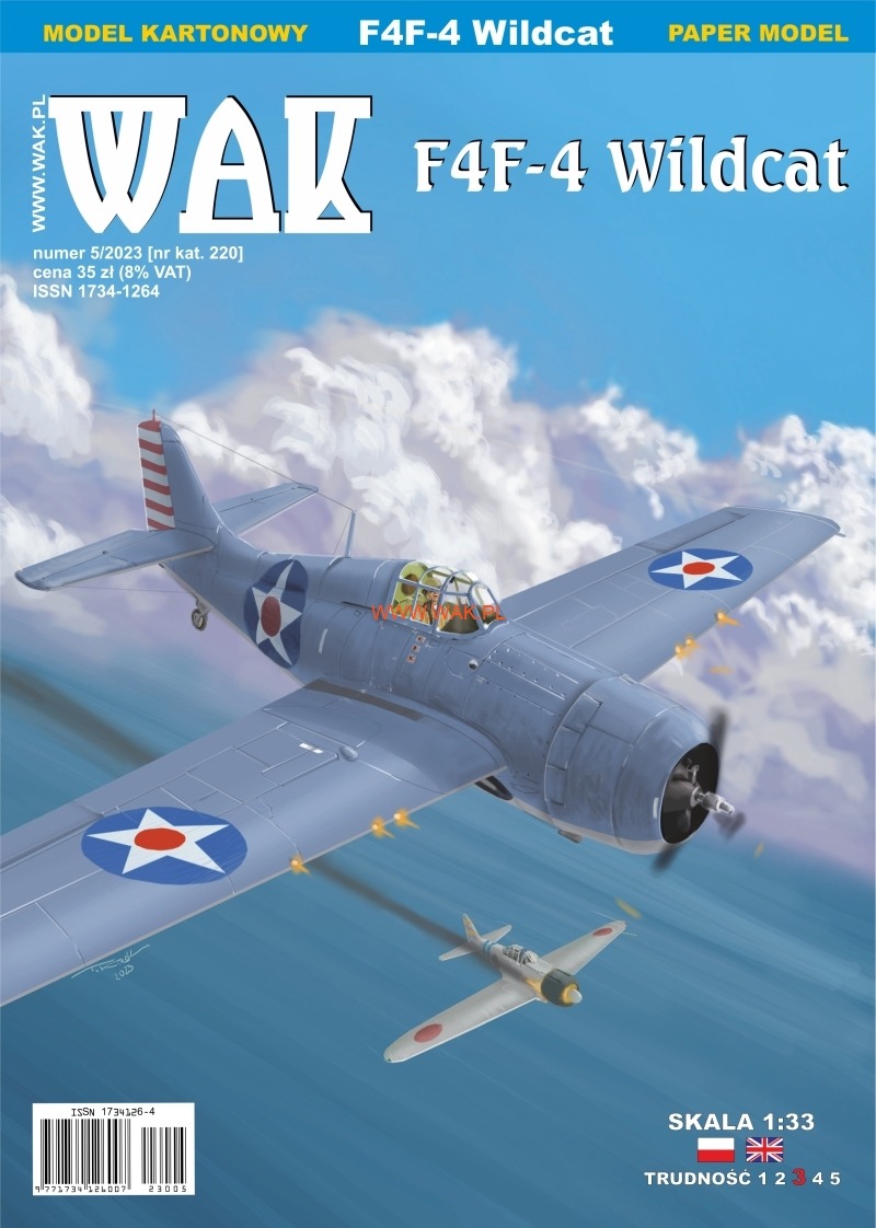 Papierový model - Grumman F4F-4 Wildcat + Zasklenie