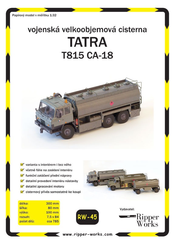 Papierový model - Vojenská veľkoobjemová cisterna - Tatra 815 CA-18