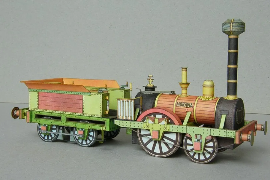 Papierový model Moravia - Parná lokomotíva Roberta Stephensona z roku 1837