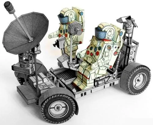 Papierový model Astronauti k mesačnému Jeepu