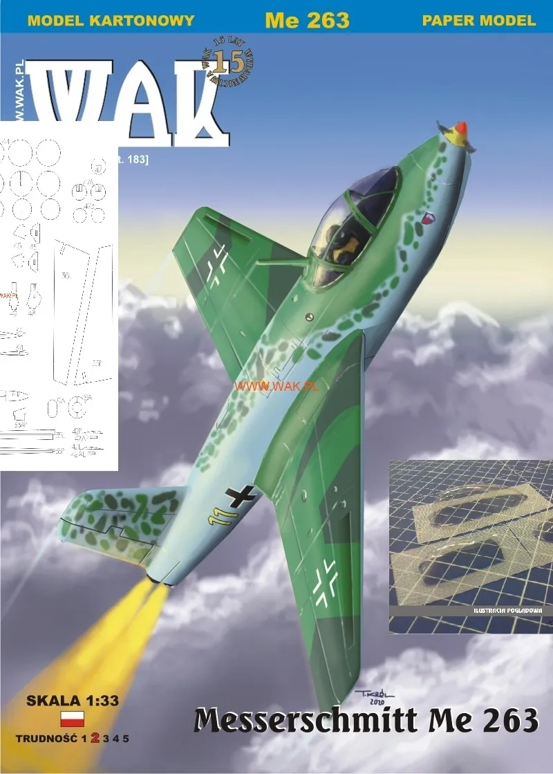 Papierový model - Messerschmitt Me 263 + laser + zasklenie