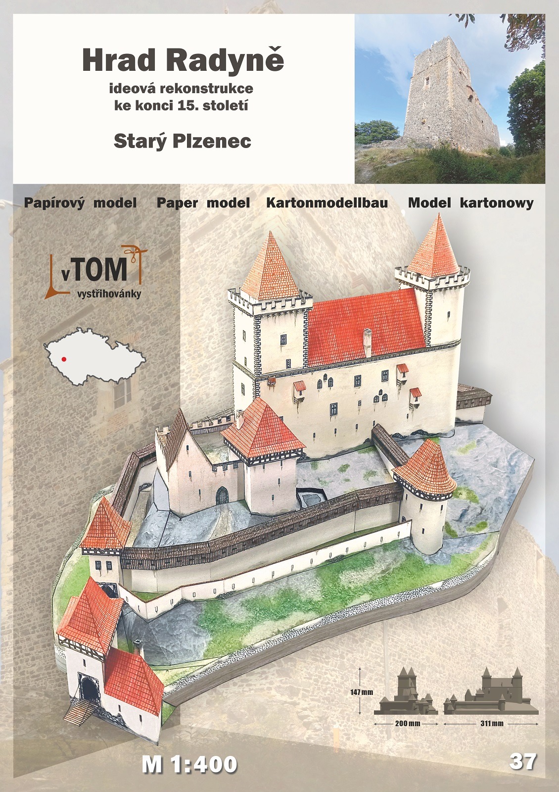 Papierový model - Hrad Radyně - Starý Plzenec