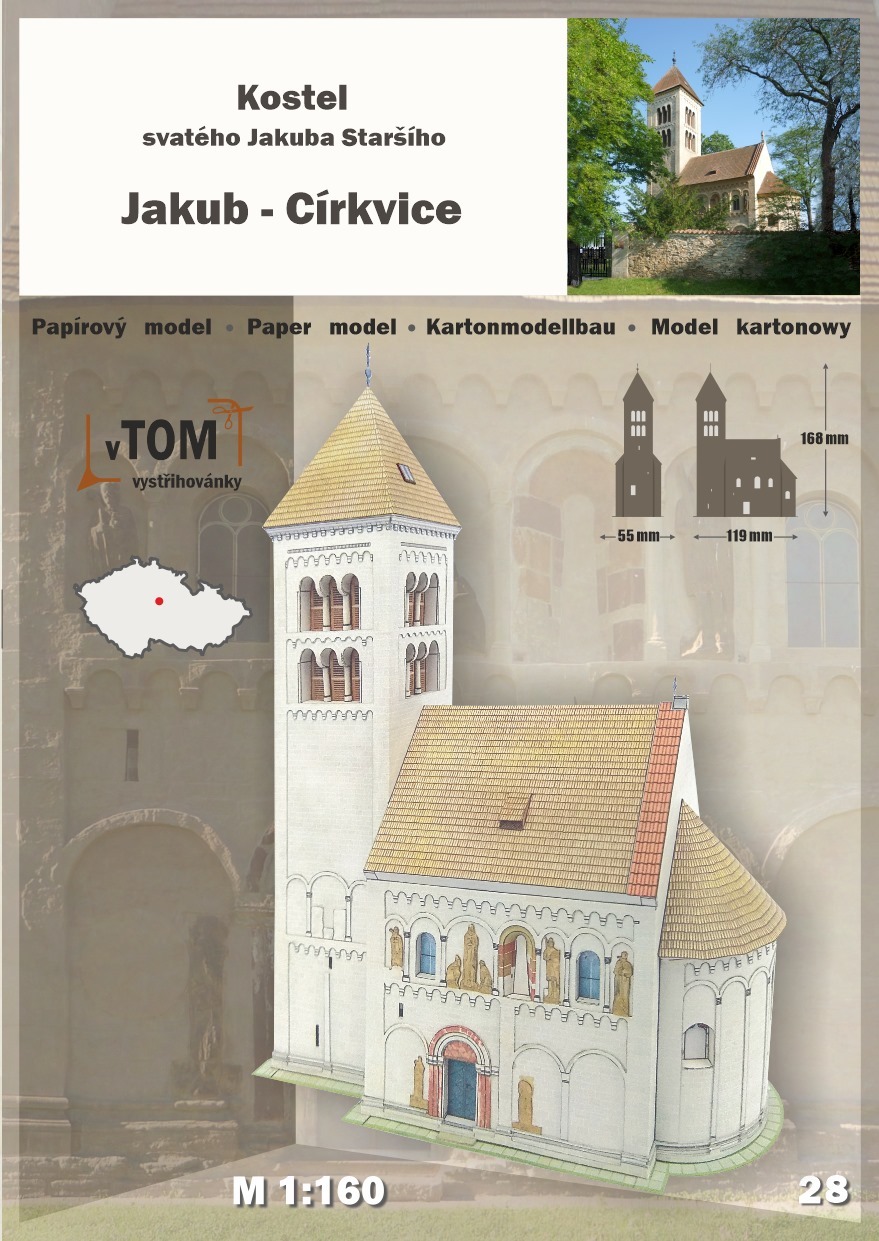 Papierový model - Kostol sv. Jakuba Staršieho - Jakub-Cirkvice