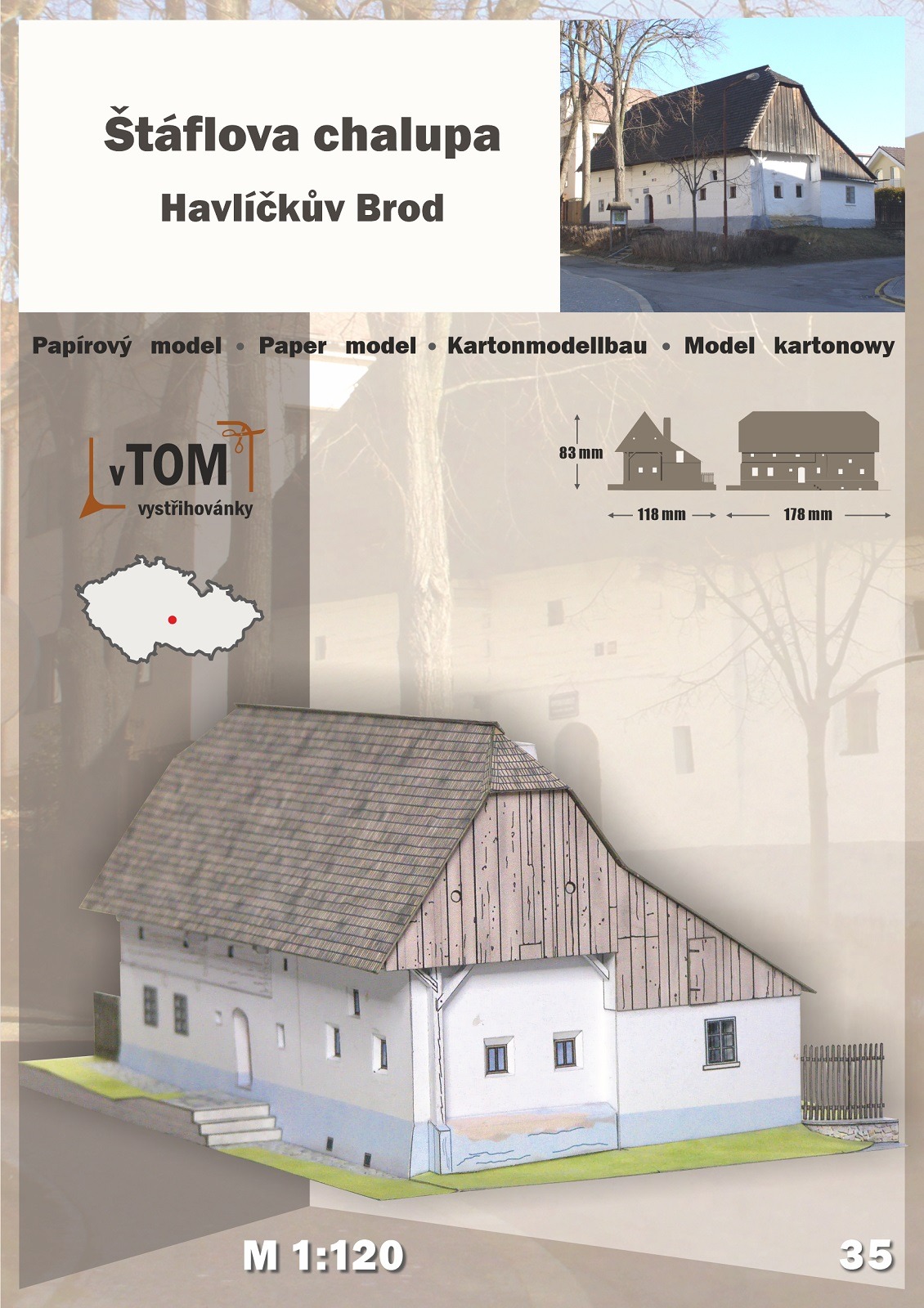 Papierový model - Štáflova chalupa - Havlíčkov Brod