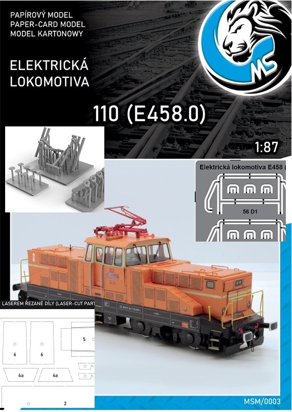 Papierový model Elektrická lokomotíva rady 110 1:87 + Laser + Lept + Resin