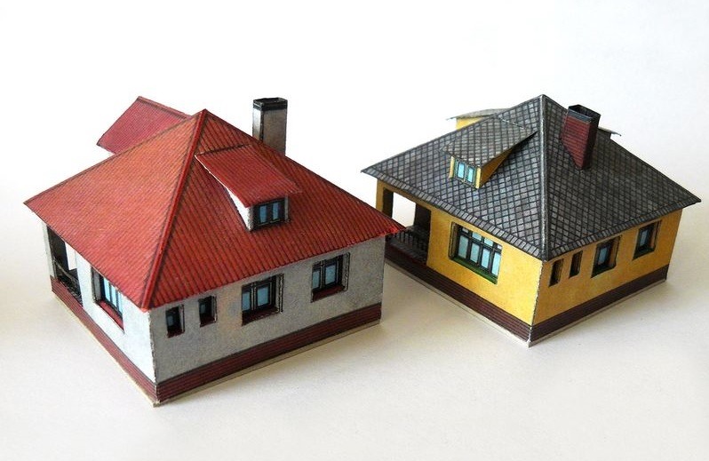 Papierový model dva rodinné domky