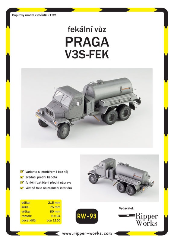 Papierový model - Fekálny voz Praga V3S-FEK