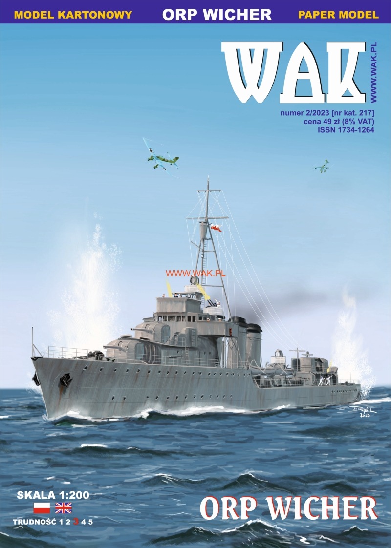Papierový model - torpédoborec ORP "Wicher" I 1939