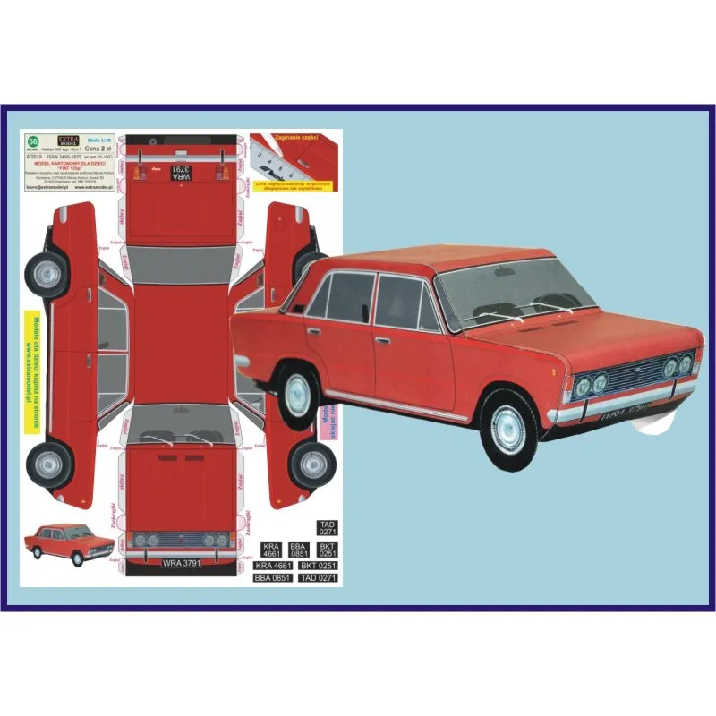 Papierový model - FIAT 125P červený
