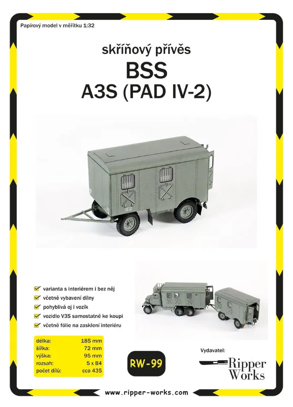 Papierový model Skriňový príves BSS A3S PAD IV-2