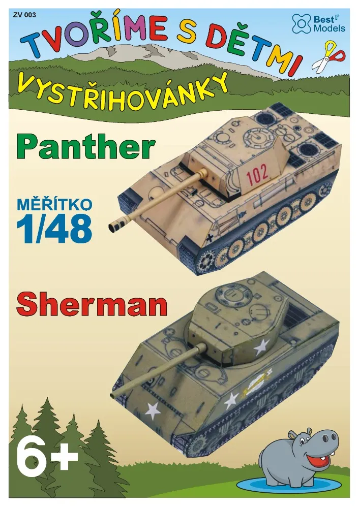 Papierový model - Panter Ausf.G a Sherman
