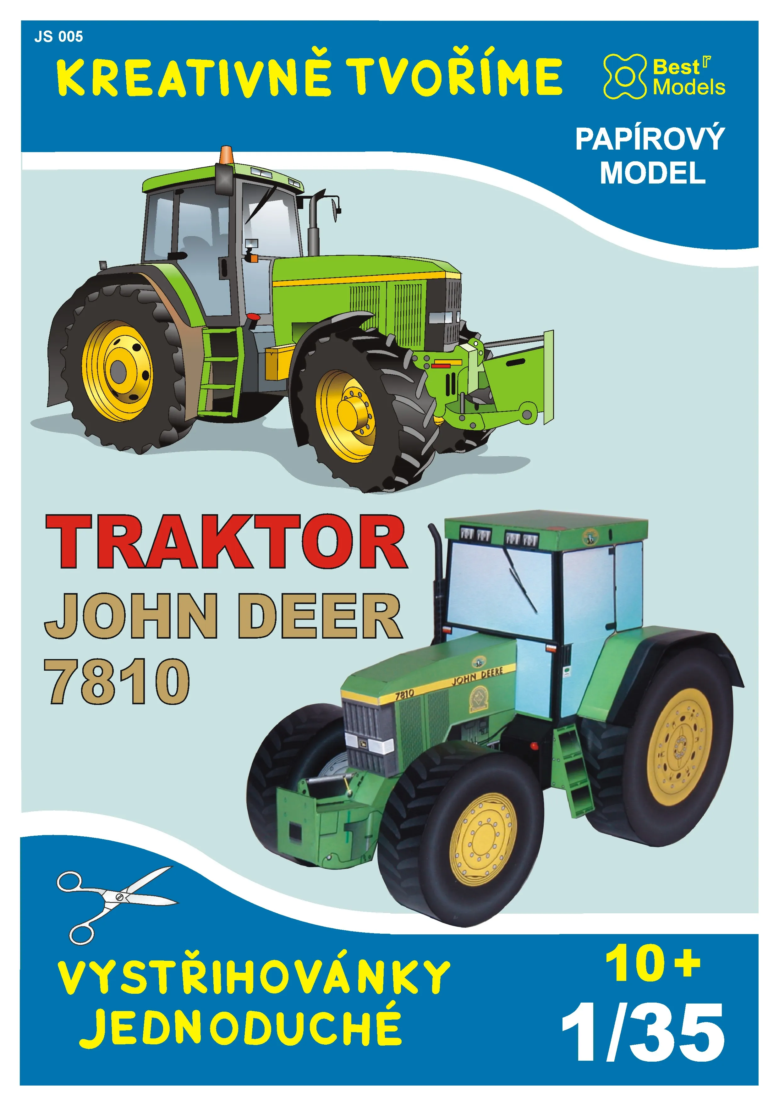 Papierový model - Traktor John Deer 7810