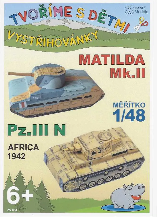 Papierový model - Matilda Mk.II / Pz.III N Afrika 1942
